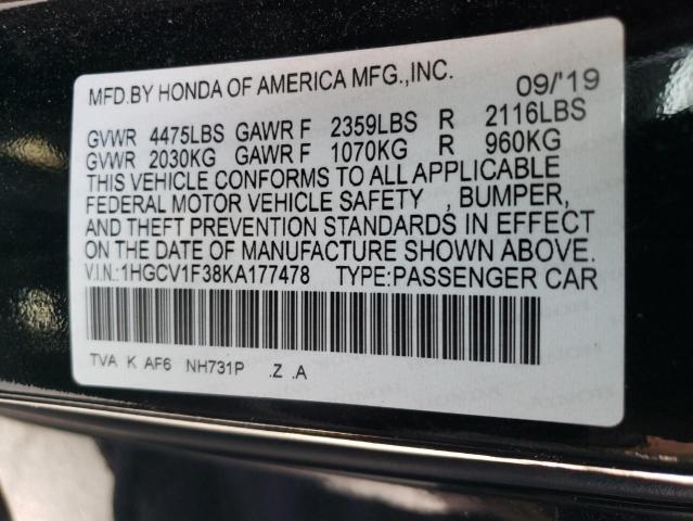 Photo 11 VIN: 1HGCV1F38KA177478 - HONDA ACCORD SPO 