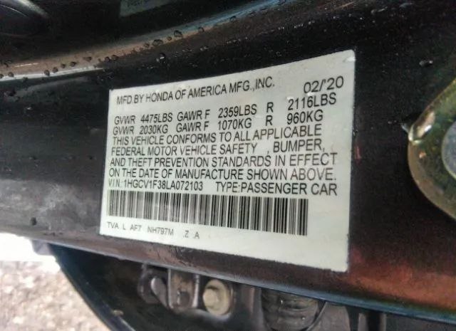 Photo 8 VIN: 1HGCV1F38LA072103 - HONDA ACCORD SEDAN 