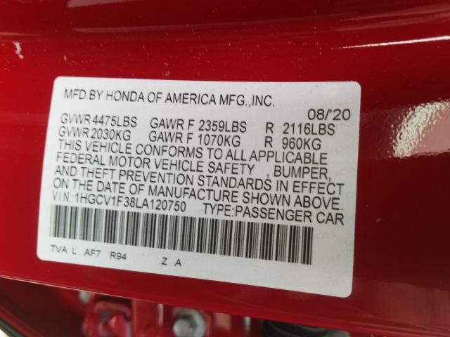 Photo 9 VIN: 1HGCV1F38LA120750 - HONDA ACCORD SPO 