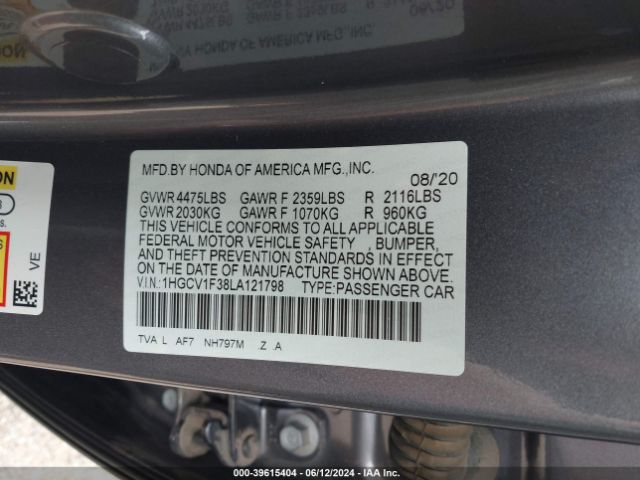 Photo 8 VIN: 1HGCV1F38LA121798 - HONDA ACCORD 