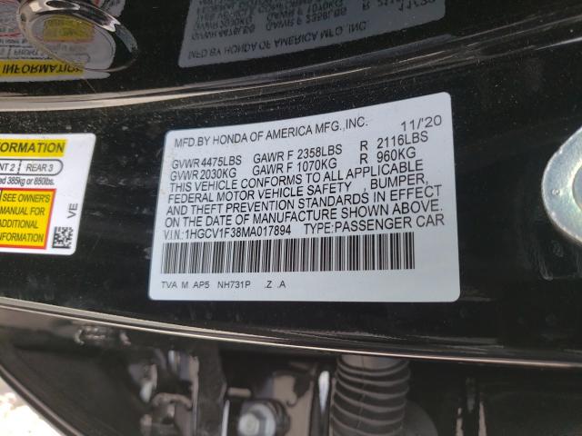 Photo 9 VIN: 1HGCV1F38MA017894 - HONDA ACCORD SPO 