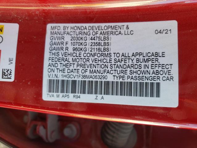 Photo 9 VIN: 1HGCV1F38MA063290 - HONDA ACCORD SPO 