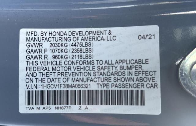 Photo 9 VIN: 1HGCV1F38MA066321 - HONDA ACCORD SPO 