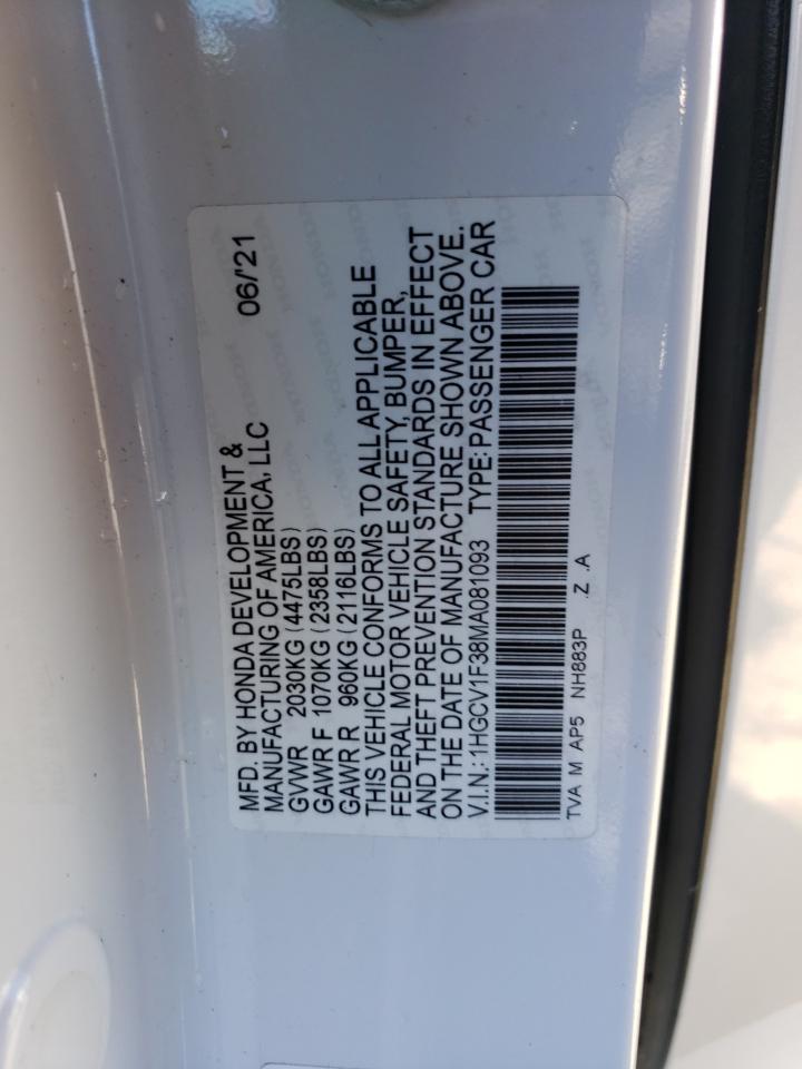 Photo 11 VIN: 1HGCV1F38MA081093 - HONDA ACCORD 