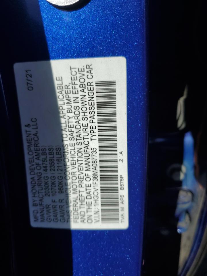 Photo 11 VIN: 1HGCV1F38MA087735 - HONDA ACCORD 