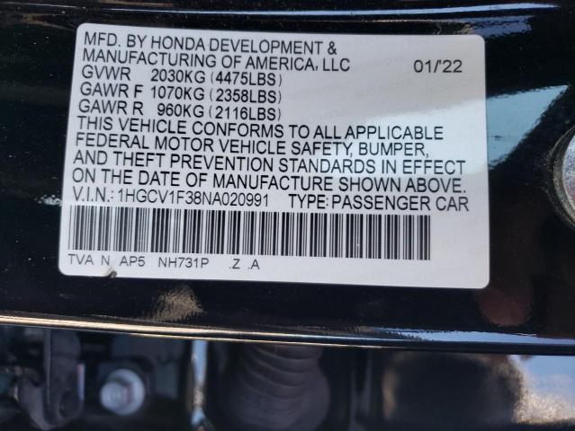 Photo 11 VIN: 1HGCV1F38NA020991 - HONDA ACCORD SPO 