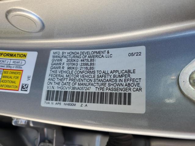 Photo 12 VIN: 1HGCV1F38NA057247 - HONDA ACCORD SPO 