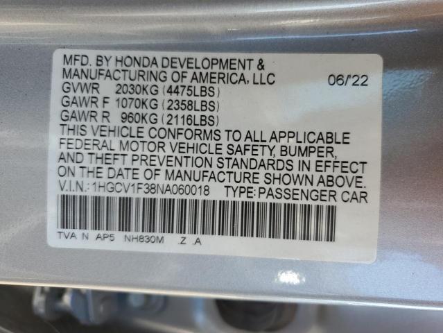 Photo 11 VIN: 1HGCV1F38NA060018 - HONDA ACCORD SPO 