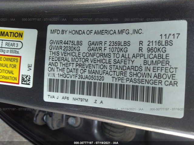 Photo 8 VIN: 1HGCV1F39JA050320 - HONDA ACCORD SEDAN 