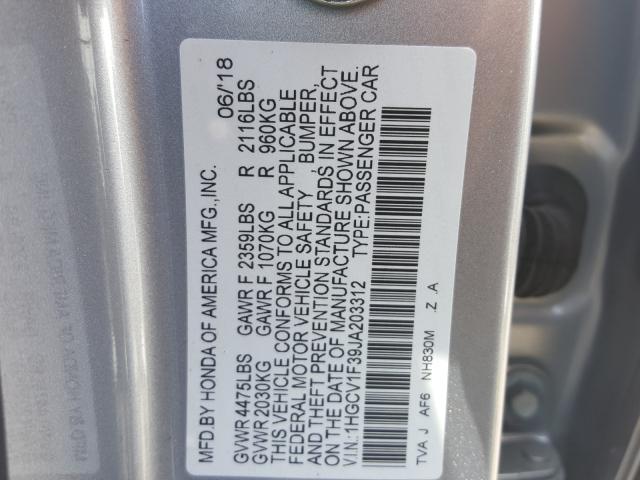 Photo 9 VIN: 1HGCV1F39JA203312 - HONDA ACCORD SPO 