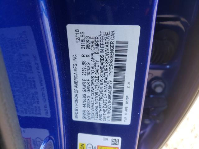 Photo 9 VIN: 1HGCV1F39KA030179 - HONDA ACCORD SPO 