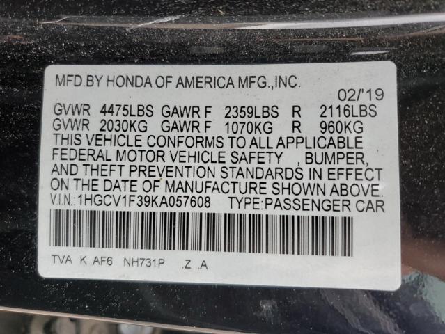 Photo 11 VIN: 1HGCV1F39KA057608 - HONDA ACCORD 