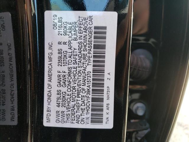 Photo 9 VIN: 1HGCV1F39KA157370 - HONDA ACCORD SPO 