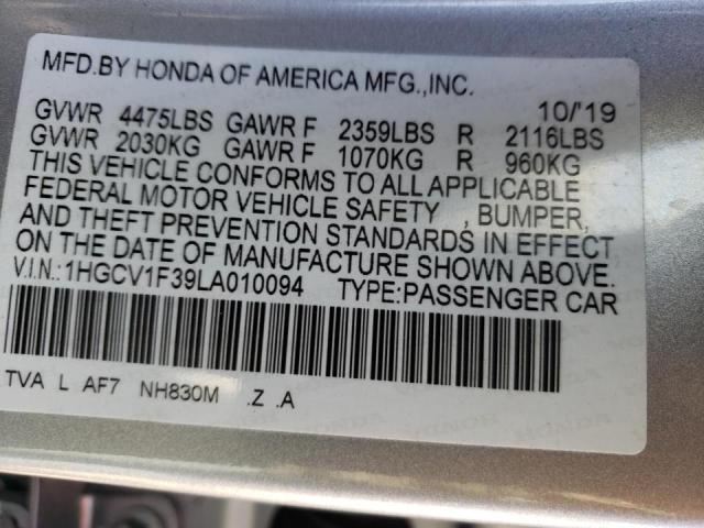 Photo 9 VIN: 1HGCV1F39LA010094 - HONDA ACCORD SPO 