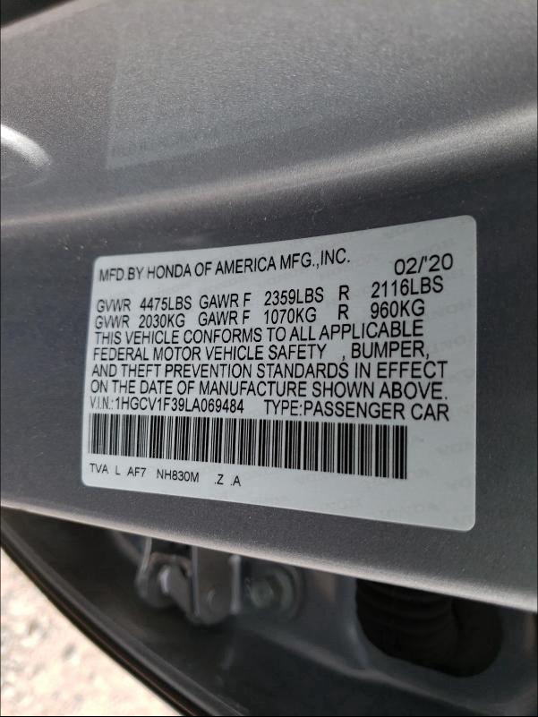 Photo 9 VIN: 1HGCV1F39LA069484 - HONDA ACCORD SPO 