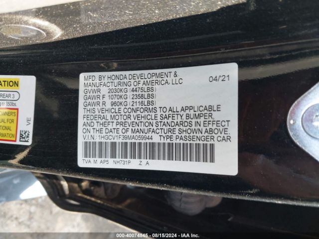 Photo 8 VIN: 1HGCV1F39MA059944 - HONDA ACCORD 