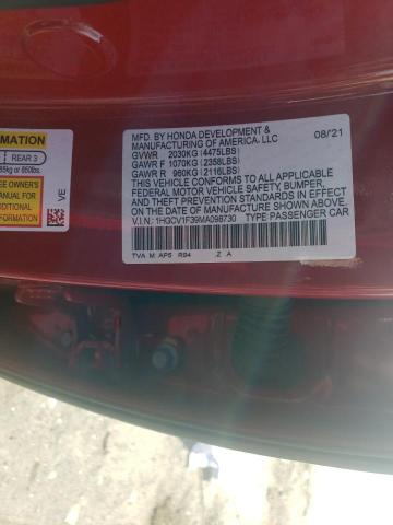 Photo 12 VIN: 1HGCV1F39MA098730 - HONDA ACCORD 