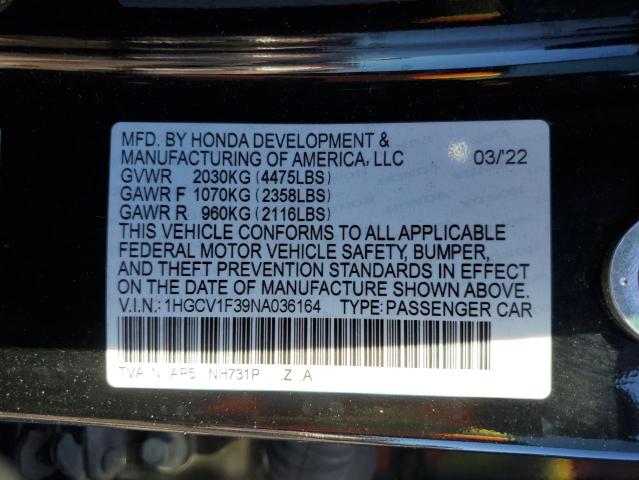 Photo 11 VIN: 1HGCV1F39NA036164 - HONDA ACCORD SPO 