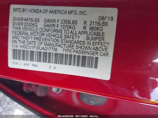 Photo 8 VIN: 1HGCV1F3XJA217736 - HONDA ACCORD 