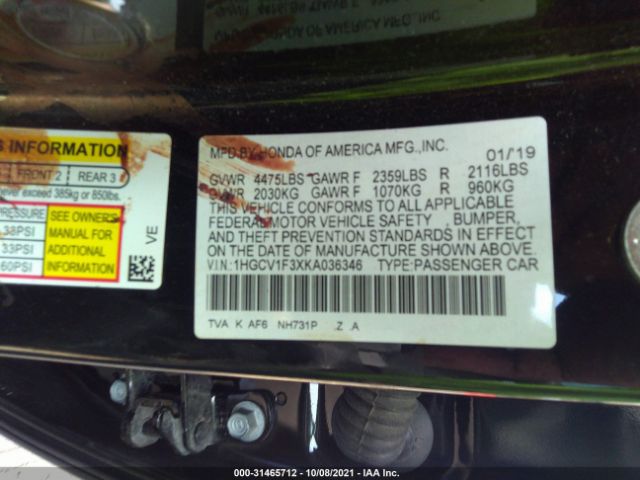 Photo 8 VIN: 1HGCV1F3XKA036346 - HONDA ACCORD SEDAN 