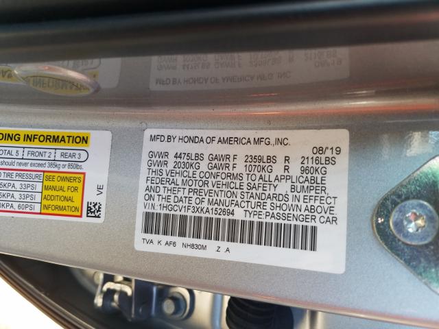 Photo 9 VIN: 1HGCV1F3XKA152694 - HONDA ACCORD SPO 