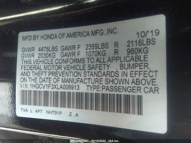 Photo 8 VIN: 1HGCV1F3XLA006913 - HONDA ACCORD SEDAN 