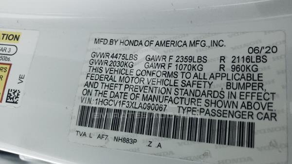 Photo 2 VIN: 1HGCV1F3XLA090067 - HONDA ACCORD 