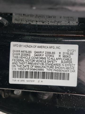 Photo 9 VIN: 1HGCV1F3XMA036883 - HONDA ACCORD SPO 