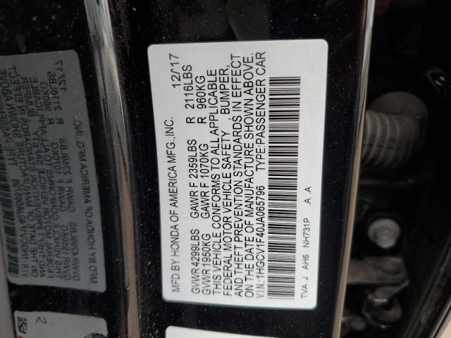 Photo 12 VIN: 1HGCV1F40JA065796 - HONDA ACCORD EX 