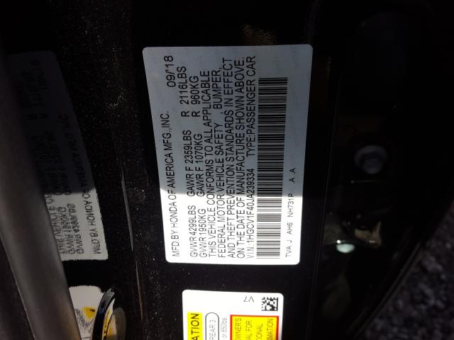 Photo 9 VIN: 1HGCV1F40JA239334 - HONDA ACCORD EX 