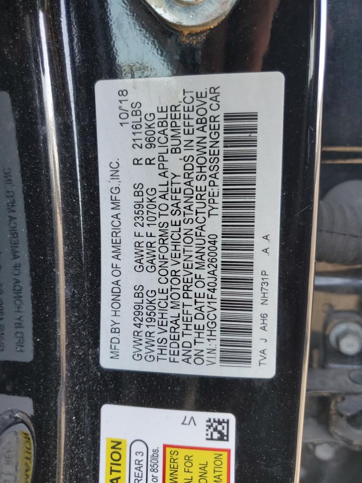 Photo 12 VIN: 1HGCV1F40JA260040 - HONDA ACCORD 