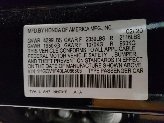 Photo 12 VIN: 1HGCV1F40LA066806 - HONDA ACCORD EX 