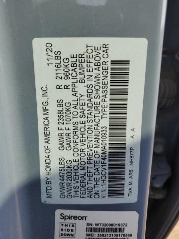 Photo 11 VIN: 1HGCV1F40MA010933 - HONDA ACCORD SPO 