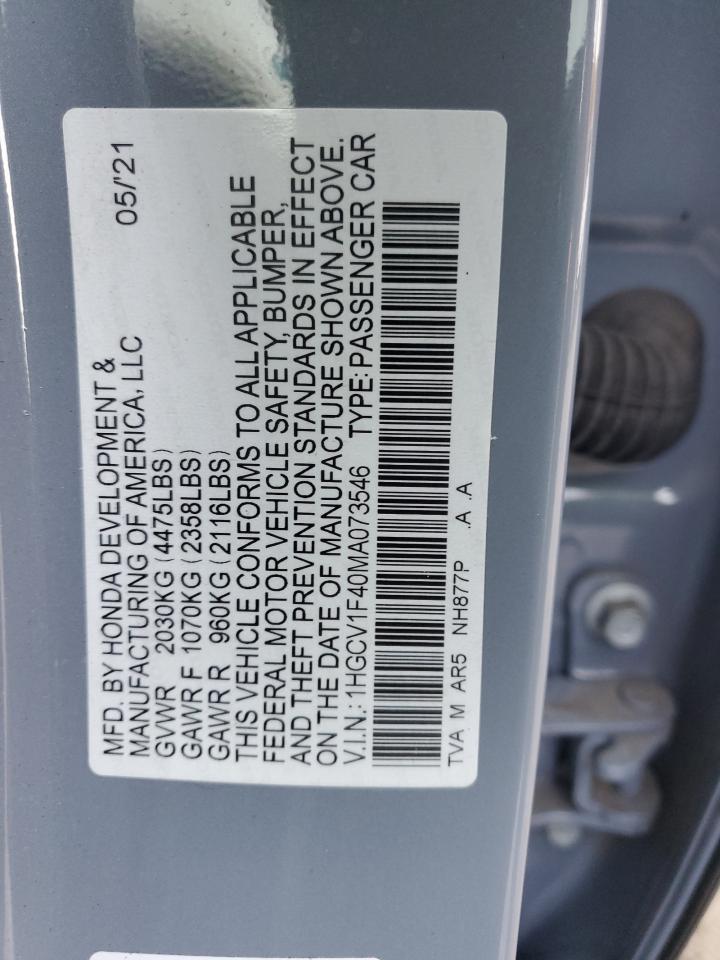 Photo 11 VIN: 1HGCV1F40MA073546 - HONDA ACCORD 