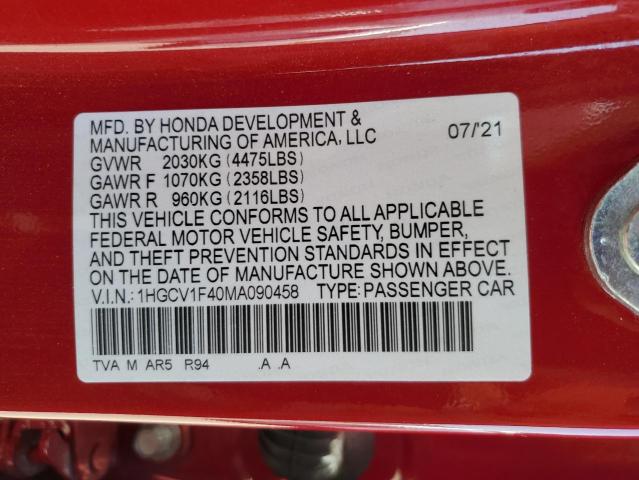 Photo 12 VIN: 1HGCV1F40MA090458 - HONDA ACCORD SPO 