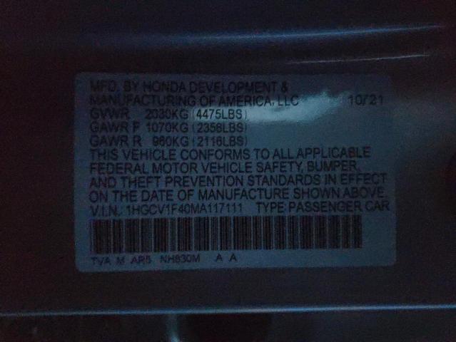 Photo 11 VIN: 1HGCV1F40MA117111 - HONDA ACCORD SPO 