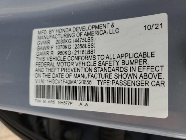 Photo 11 VIN: 1HGCV1F40MA120655 - HONDA ACCORD 