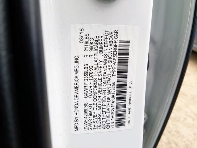 Photo 9 VIN: 1HGCV1F41JA138254 - HONDA ACCORD EX 