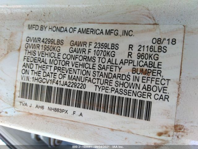 Photo 8 VIN: 1HGCV1F41JA229220 - HONDA ACCORD SEDAN 