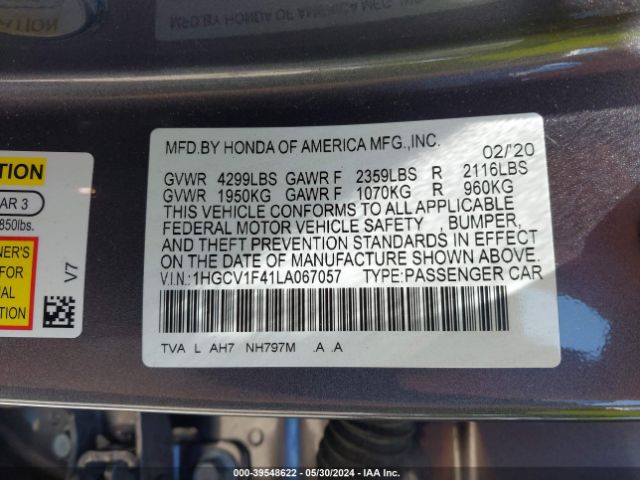 Photo 8 VIN: 1HGCV1F41LA067057 - HONDA ACCORD 