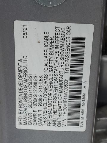 Photo 12 VIN: 1HGCV1F41MA095331 - HONDA ACCORD 