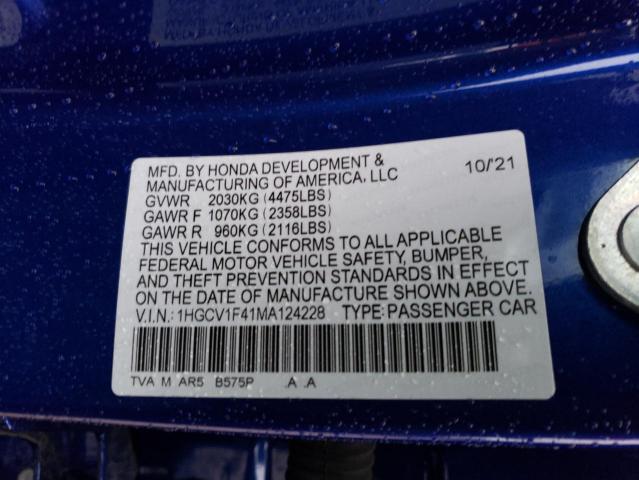 Photo 11 VIN: 1HGCV1F41MA124228 - HONDA ACCORD SPO 