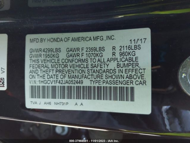 Photo 8 VIN: 1HGCV1F42JA052449 - HONDA ACCORD 