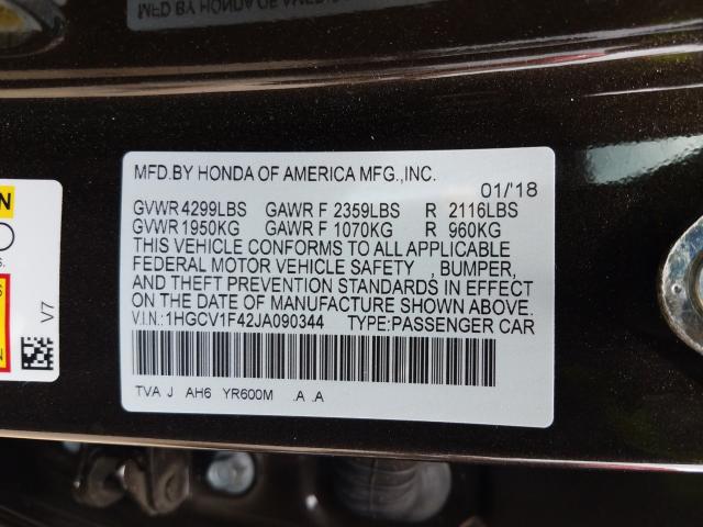 Photo 9 VIN: 1HGCV1F42JA090344 - HONDA ACCORD EX 