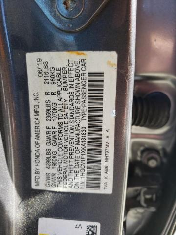 Photo 11 VIN: 1HGCV1F42KA102607 - HONDA ACCORD EX 