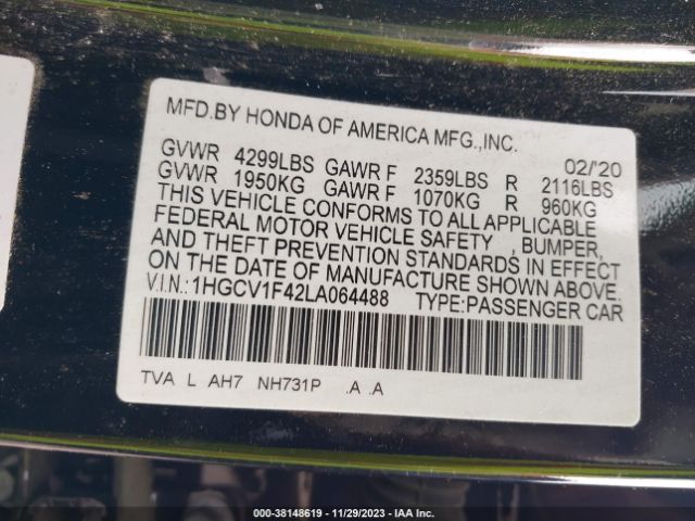 Photo 8 VIN: 1HGCV1F42LA064488 - HONDA ACCORD 