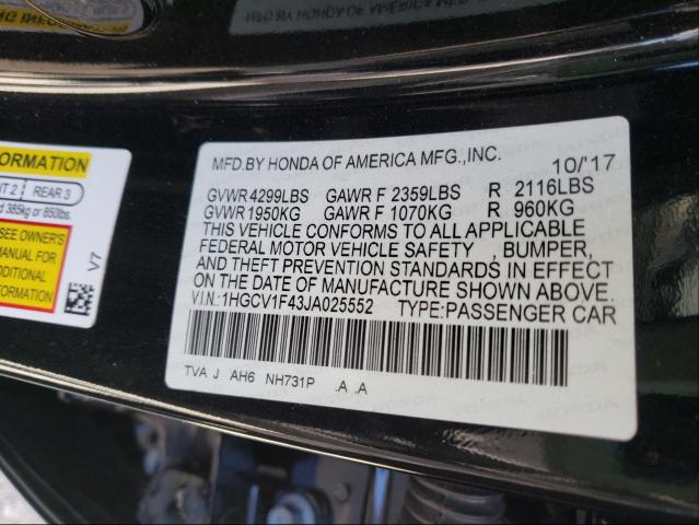 Photo 9 VIN: 1HGCV1F43JA025552 - HONDA ACCORD EX 