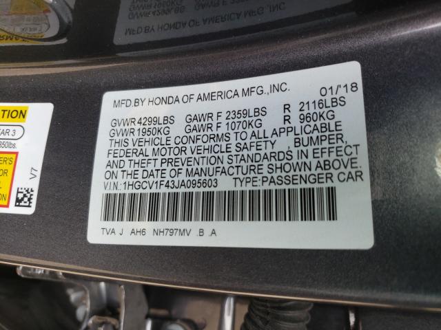 Photo 9 VIN: 1HGCV1F43JA095603 - HONDA ACCORD EX 