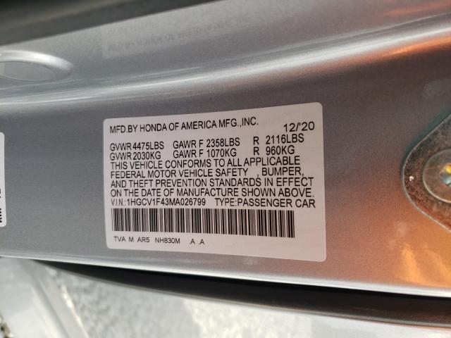 Photo 9 VIN: 1HGCV1F43MA026799 - HONDA ACCORD SPO 