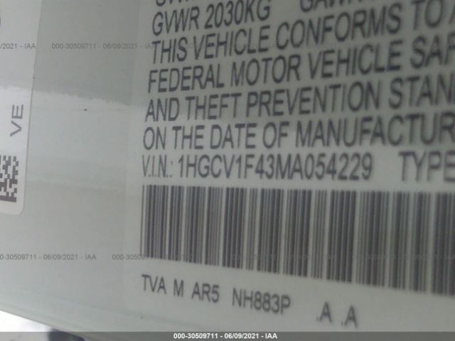 Photo 8 VIN: 1HGCV1F43MA054229 - HONDA ACCORD SEDAN 